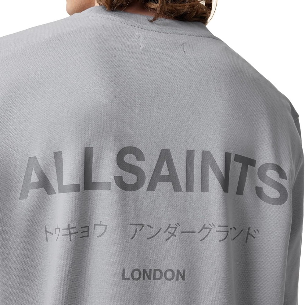 All Saints Men's Gray Underground Crew Sweater